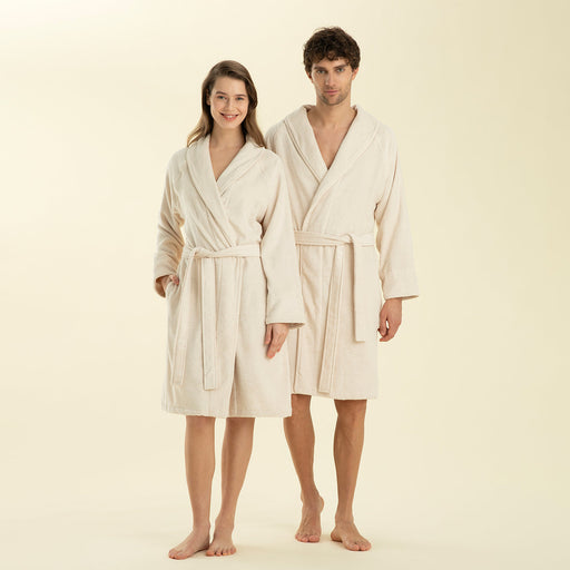 Solid Unisex Bathrobe Ecru