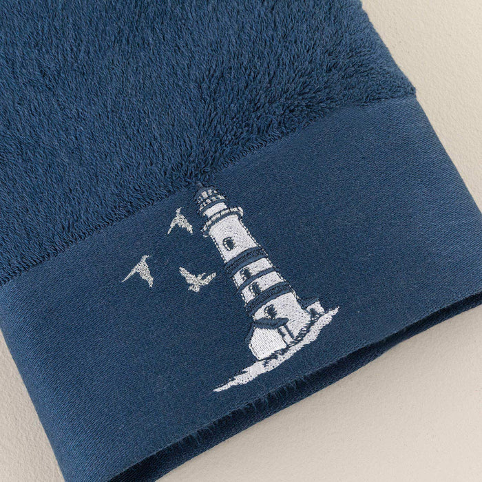 Emera Embroidered Face Towel 50x90 cm MARINE BLUE