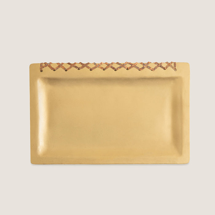 Stıtch Decoratıve Plate 26x16 cm Gold