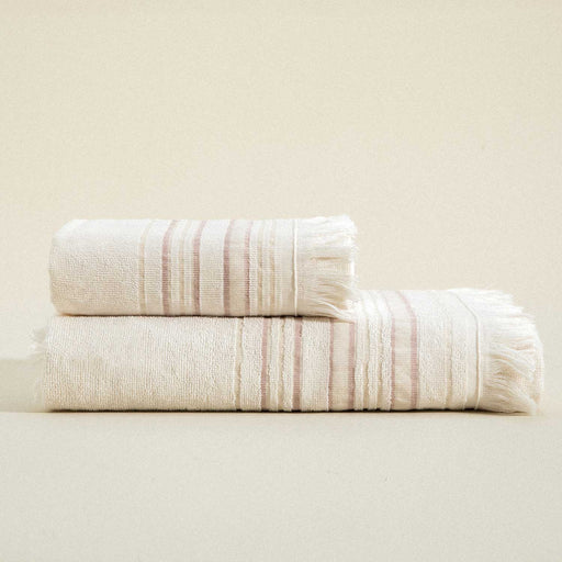 Derin Bamboo Hand Towel 30x50 cm Ecru/Salmon