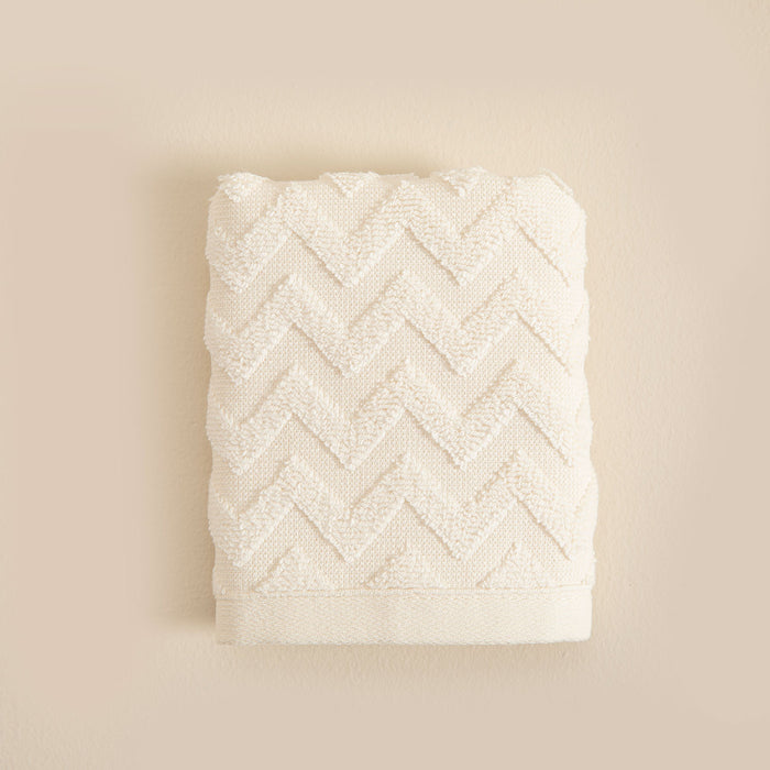 Zigzag Hand Towel 30x40 cm Ecru/Ecru