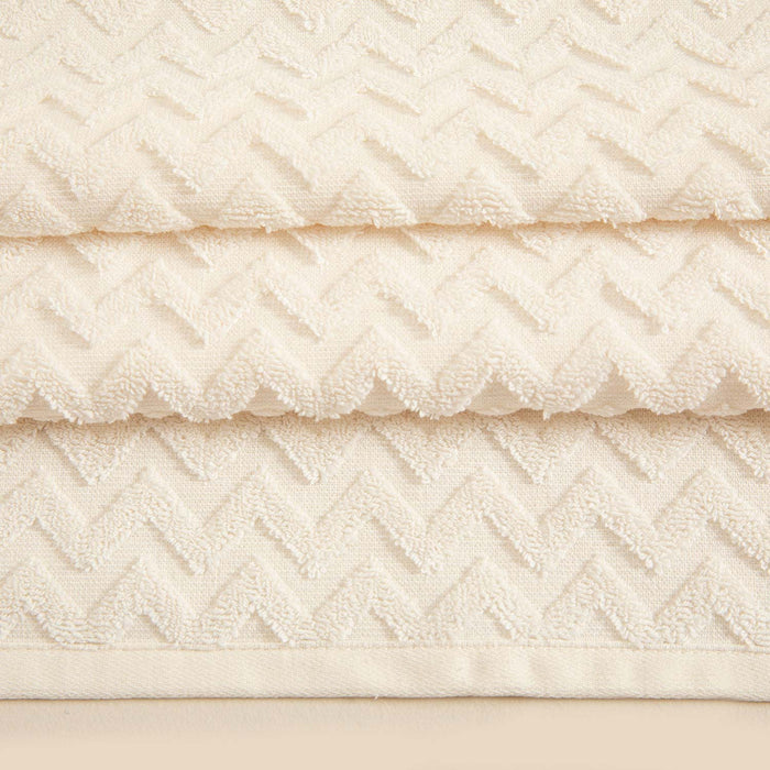 Zigzag Towel 70*140 Ecru/Ecru