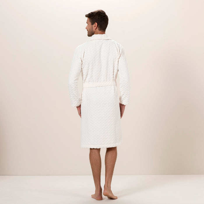 Zigzag men Bathrobe Ecru