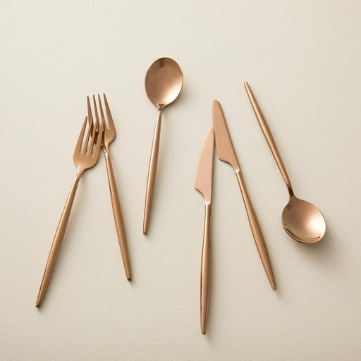 Elina 18 Pieces Dessert  Cutlery Set Shiny Rose