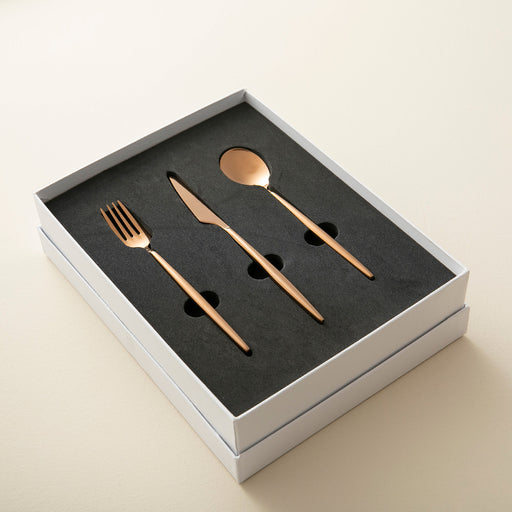 Elina 18 Pieces Dessert  Cutlery Set Shiny Rose