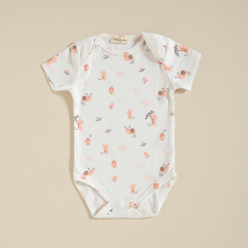 Bird Bodysuit Short Sleeve 2 Pcs White-Pink