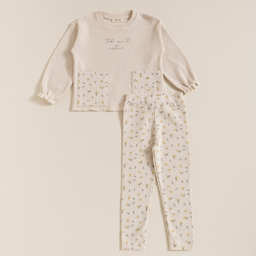 Forest Pocket T-shirt Pants Set Beige
