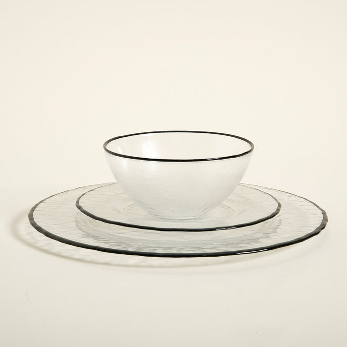 Ice Cake Plate Black Rim 22 cm Transparent/Black