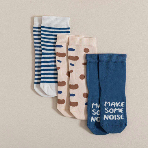 Abstract 3 Pcs Socks Ecru