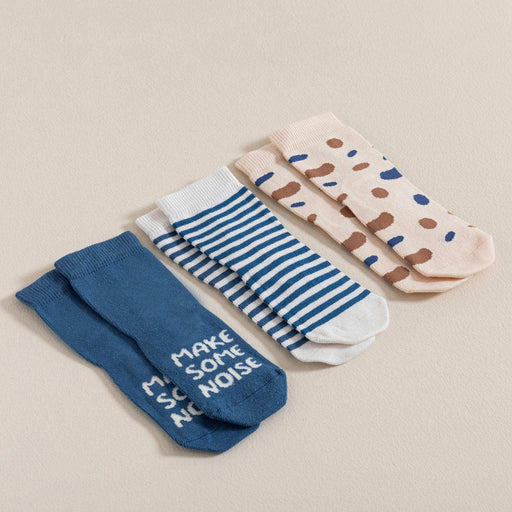 Abstract 3 Pcs Socks Ecru