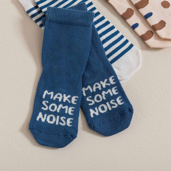 Abstract 3 Pcs Socks Ecru