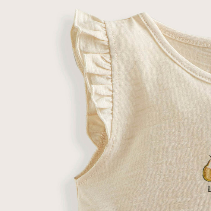 Pear Ruffled Tshirt Ecru