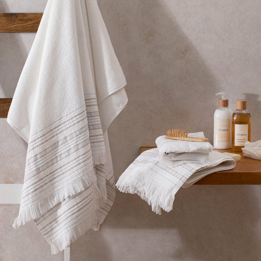 Derin Hand Towel 30x50 cm White/Light Blue