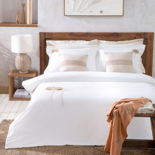 Palm Tree Duvet Cover Set King Size 230x220 cm Ecru