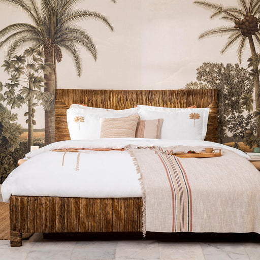 Palm Tree Duvet Cover Set King Size 230x220 cm Ecru