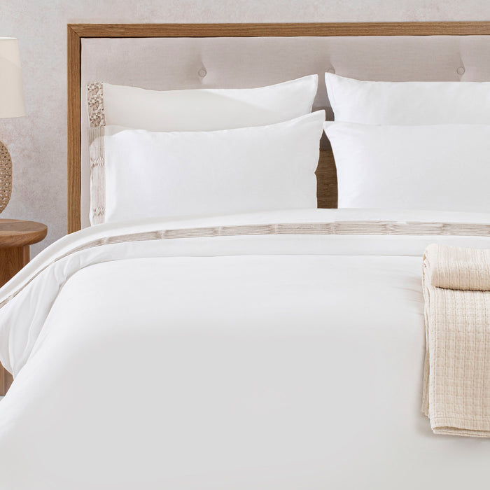 Nervure Duvet Cover Set Double Size 200x220 cm Ecru