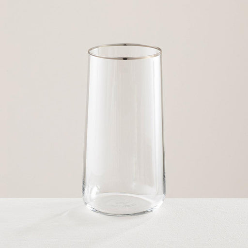 Cool Soft Drink Glass Silver Rim Silver