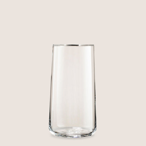 Cool Soft Drink Glass Silver Rim Silver