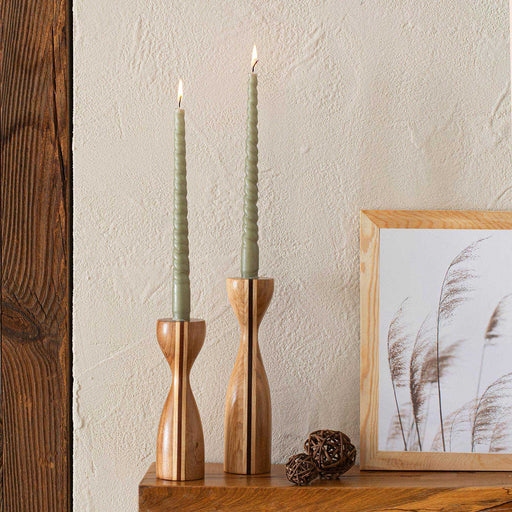 Italian Bract Candle Set Of 2 Khaki