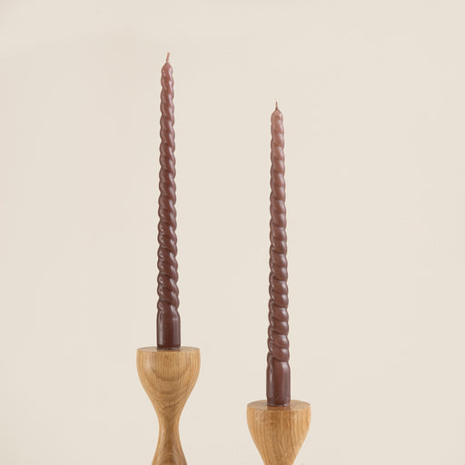 Italian Bract Candle Set Of 2 Mink-Light Mink