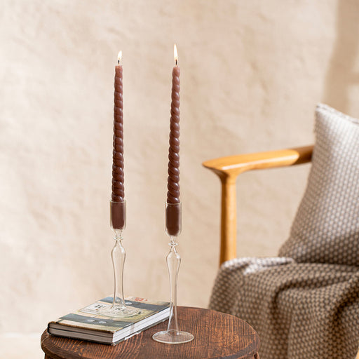 Italian Bract Candle Set Of 2 Mink-Light Mink