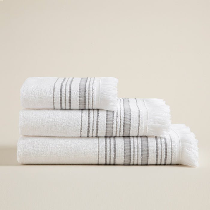 Derin Bath Towel 100x150 cm White/Light Grey/Dark Grey
