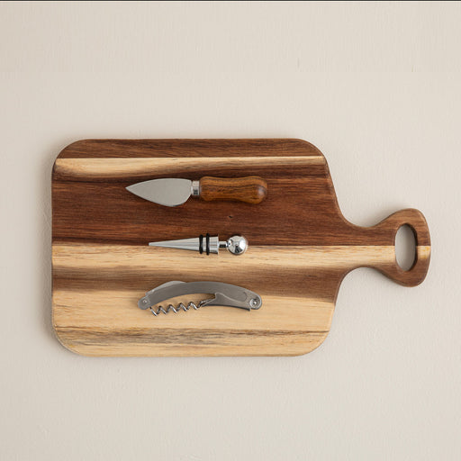 4 Pieces Wine & Cheese Set Natural