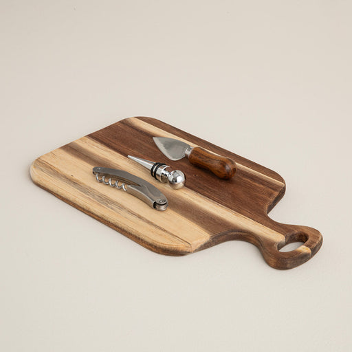 4 Pieces Wine & Cheese Set Natural