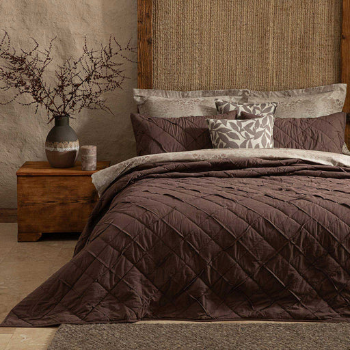 Diamond Bedspread Set King Size 280x260 cm Brown