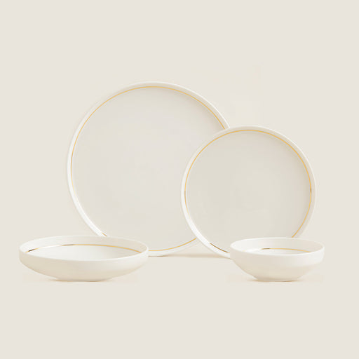 Luna Gold Rim Dinner Set 16 Pieces Gold