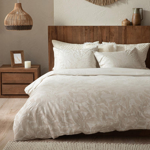 Leaves Duvet Cover Set King Size 230x220 cm Beige