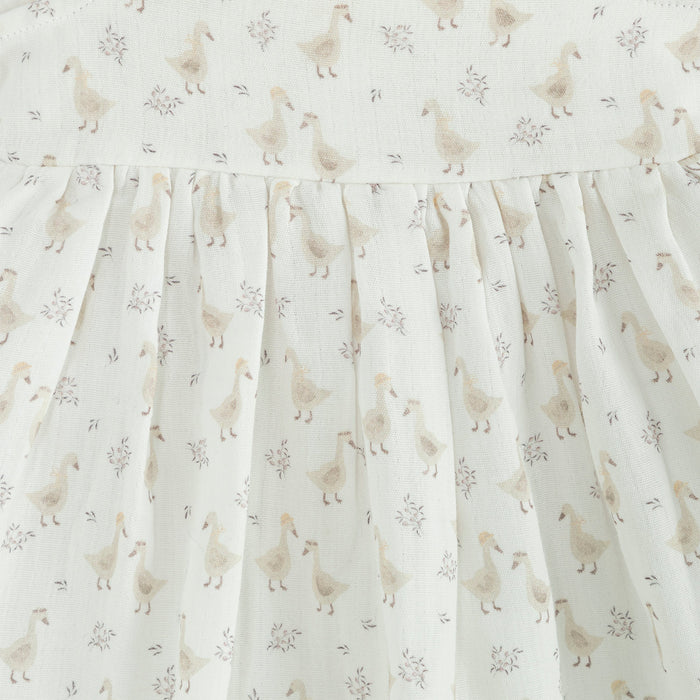 Goose Printed Dress Ecru