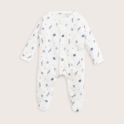 Under The Sea Newborn Footed Jumpsuit Ecru