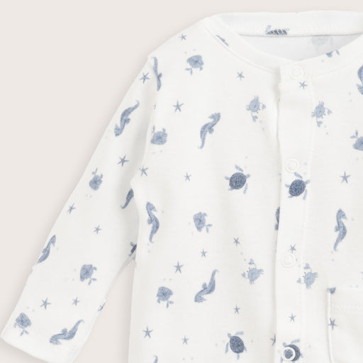 Under The Sea Newborn Footed Jumpsuit Ecru