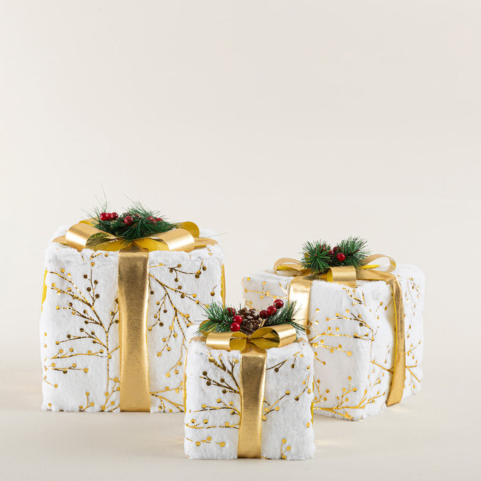Gifty Christmas Giftbox Decor With Led 25 Cm White