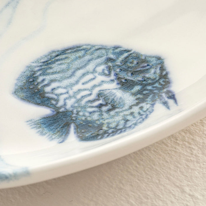 Seaside Fish Appetizer Plate 15 Cm Blue/White