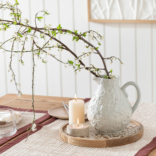 Flowers Jug - 19x16 cm Light Grey