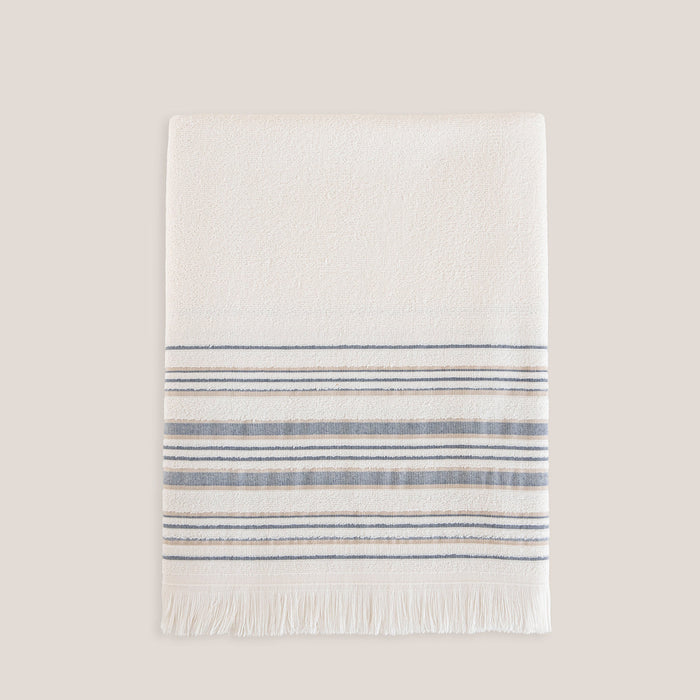 Derın Bath Towel 100x150 Cm ECRU/MARINE BLUE