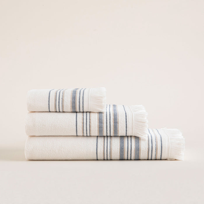 Derın Bath Towel 100x150 Cm ECRU/MARINE BLUE