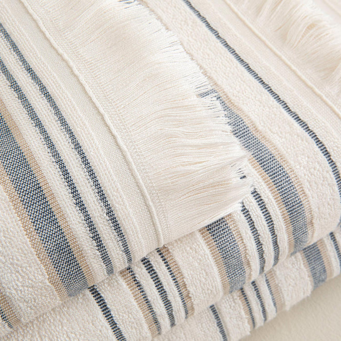 Derın Bath Towel 100x150 Cm ECRU/MARINE BLUE