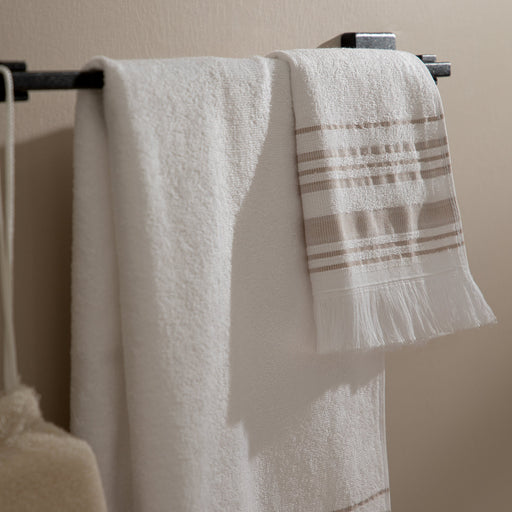 Derin Hand Towel 30x50 cm Beyaz-Beige