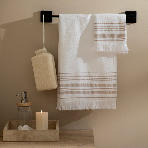 Derin Bamboo Face Towel 50x90 cm Beyaz-Beige