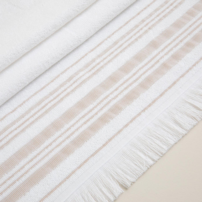 Derin Bamboo Face Towel 50x90 cm Beyaz-Beige