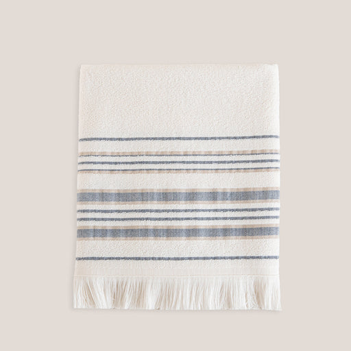 Derin Bamboo Face Towel 50x90 cm ECRU/MARINE BLUE