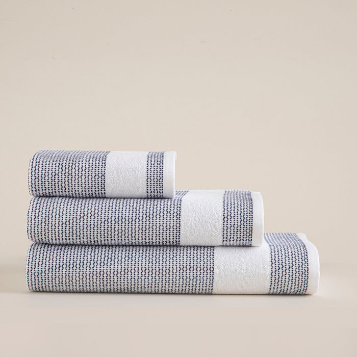 Albera Face Towel 50x90 Cm WHITE/MARINE BLUE