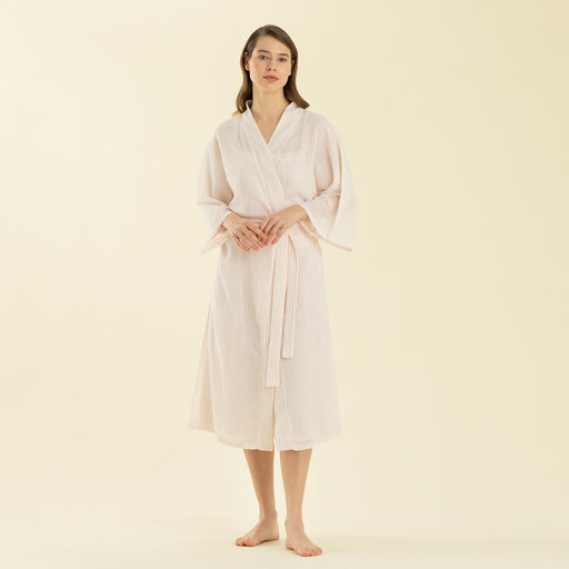 Elegant Robe White-Pink