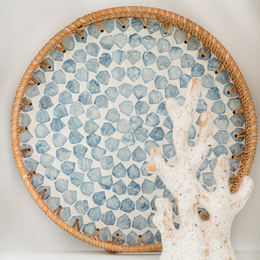 Hanoi Decorative Tray 37 cm White/Light Blue