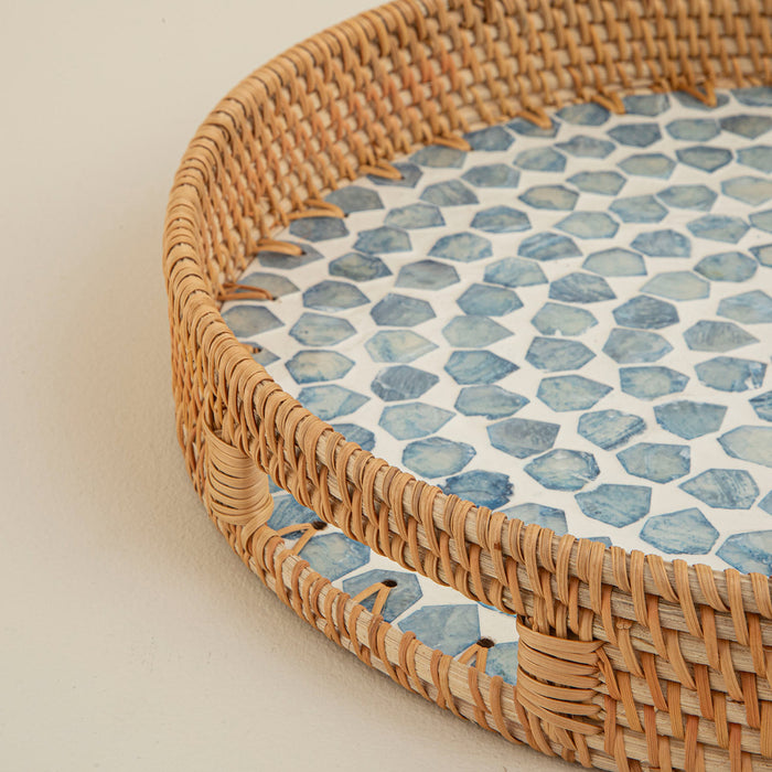 Hanoi Decorative Tray 37 cm White/Light Blue