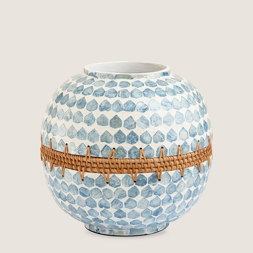 Hanoi Capiz Vase 26 cm White/Light Blue