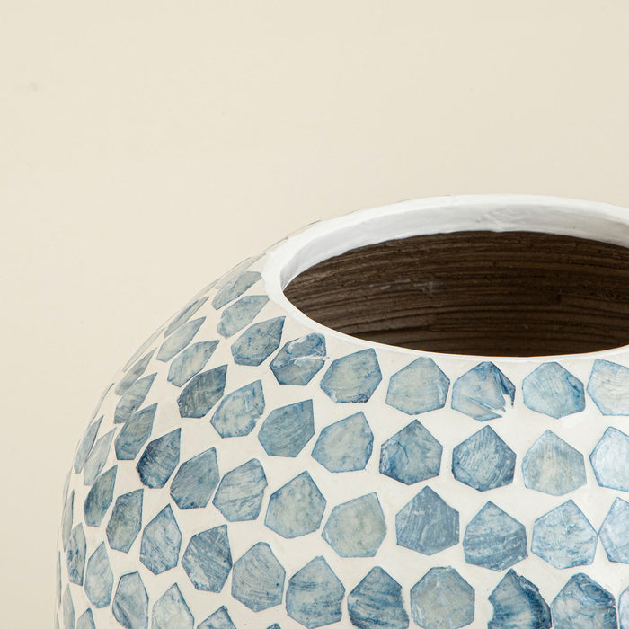 Hanoi Capiz Vase 23 cm White/Light Blue